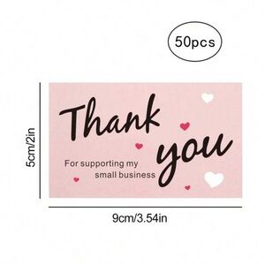 50pcs Thank You Pink cards